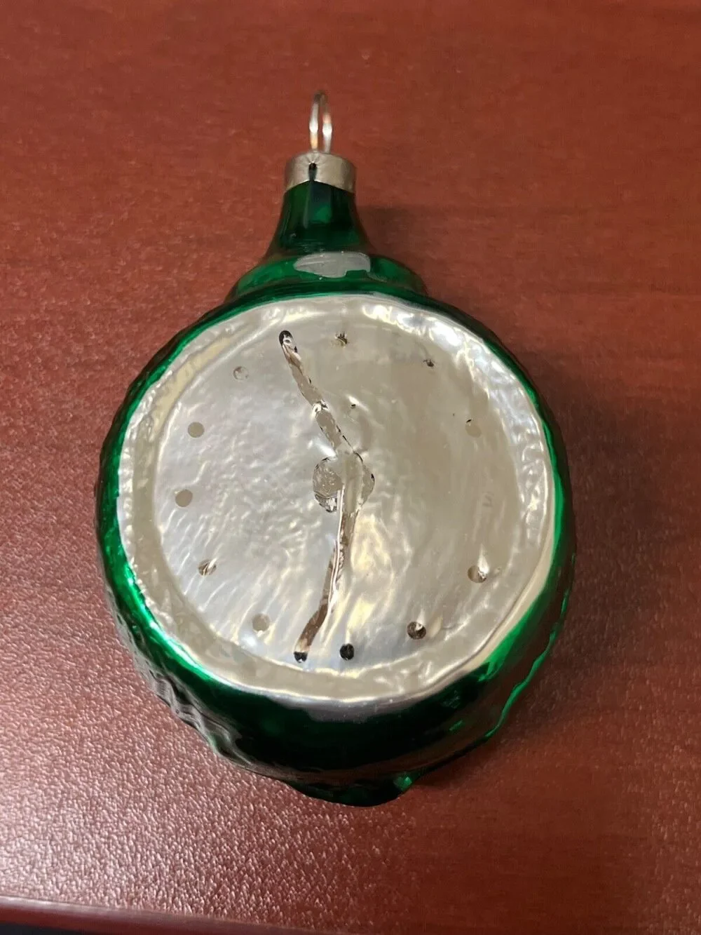 czechoslovakia clock face ornament Blown Glass Vintage